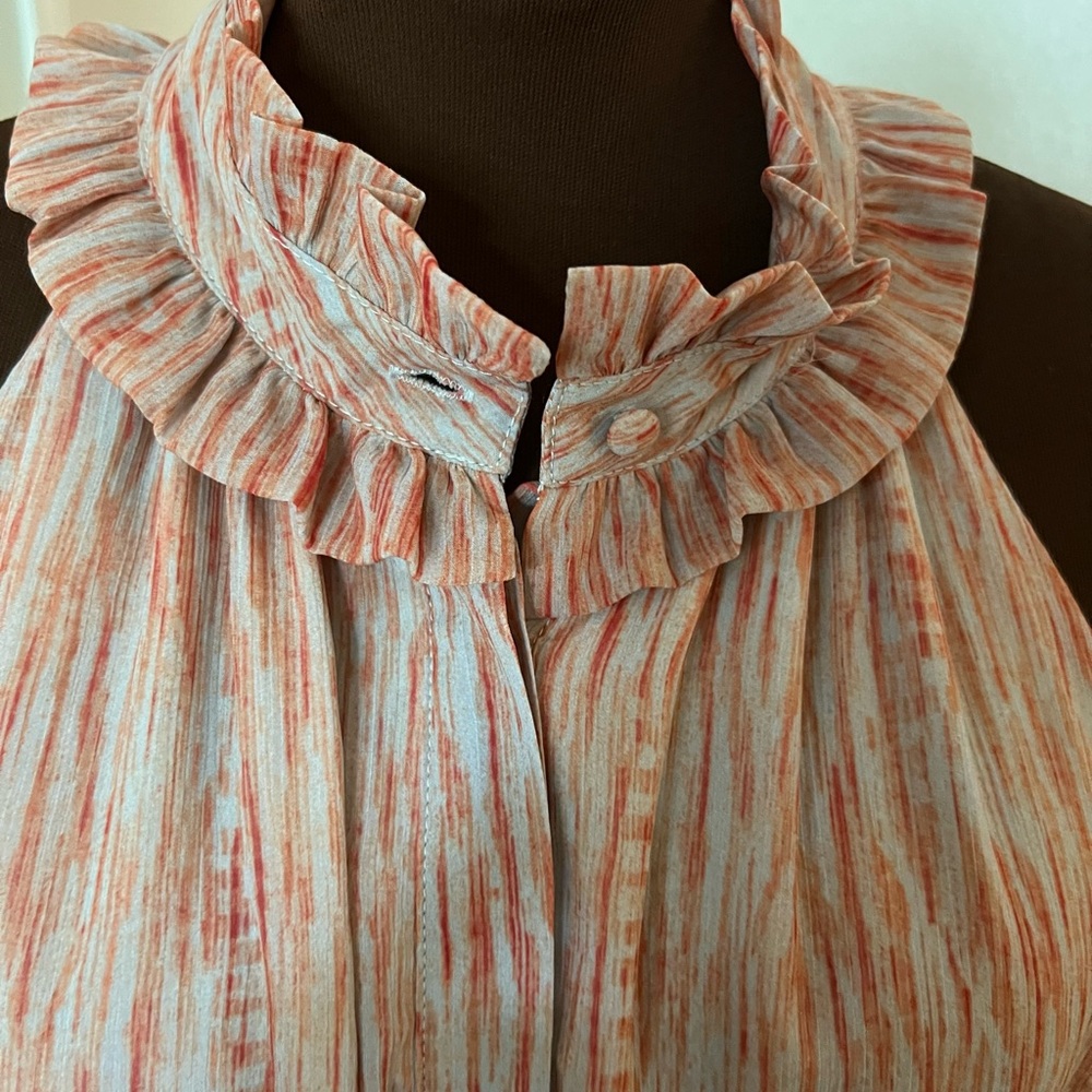 Tart Peach and Blue/Gray Ruffled maxi dress Fairycore